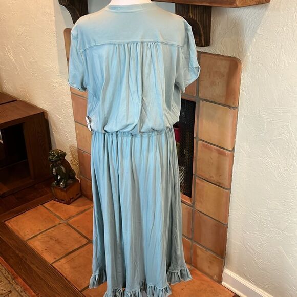 Free People Beach Pale Blue LightweightDrawstring Waist Maxi Dress, size M - Picture 5 of 10